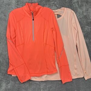 Zella Running Jacket and Shirt Women's Large Long Sleeve Athletic Active Orange